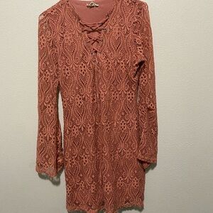 Ultra Flirt M Terracotta Lace Dress